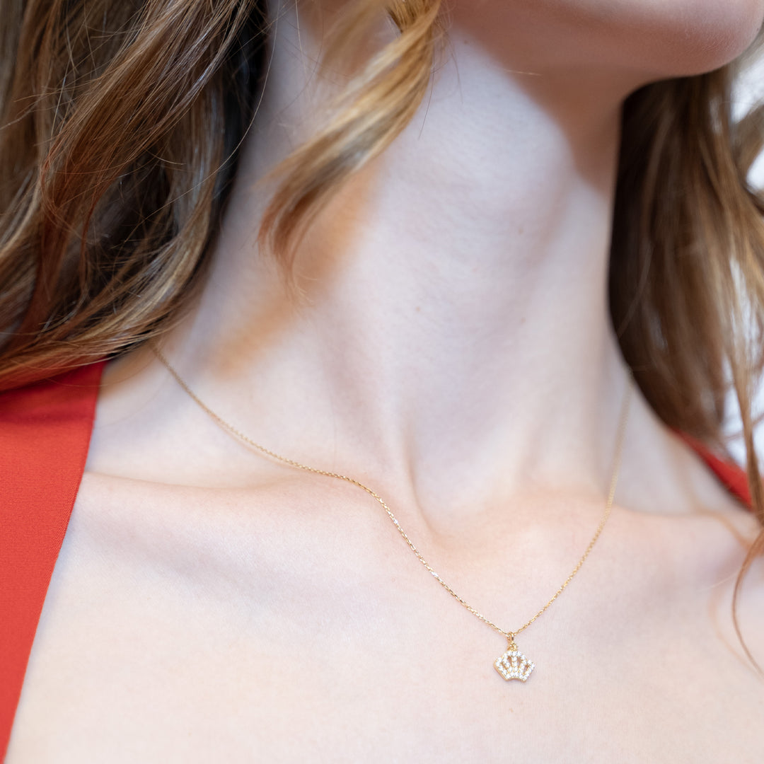 14 Ayar Altın Taşlı Taç Kolye