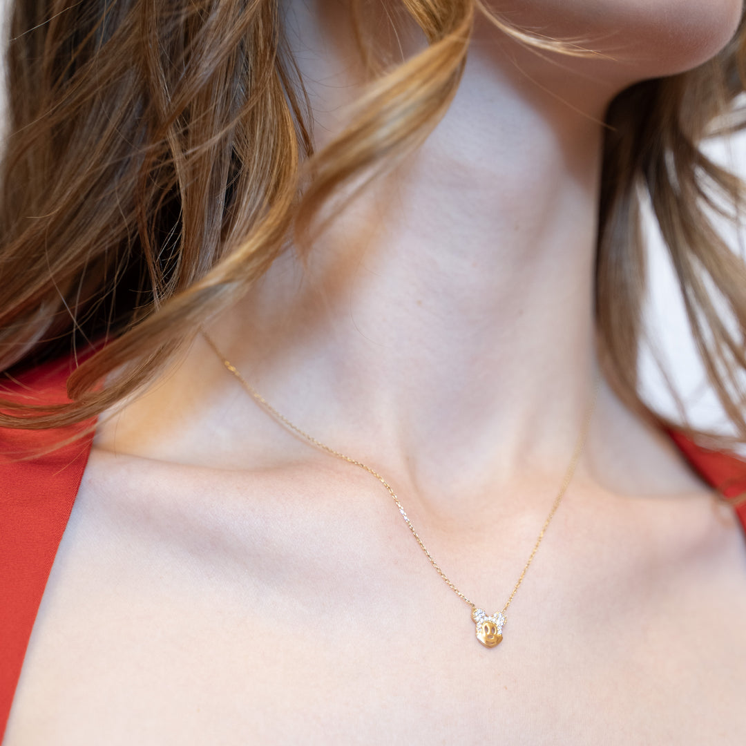 14 Ayar Altın Mickey Mouse Kolye