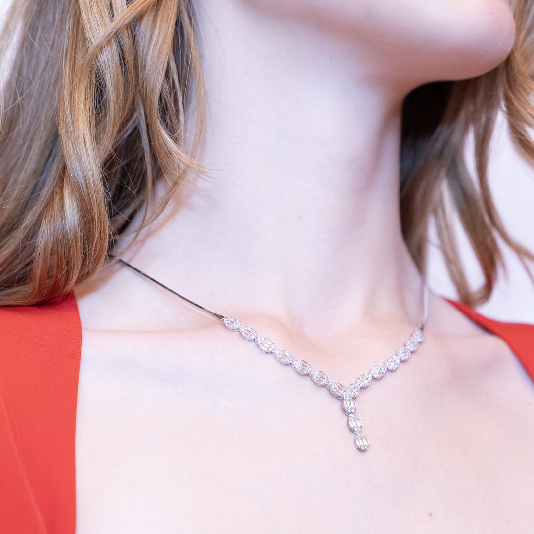 14 Ayar Altın Baget Taşlı Su Yolu Kolye