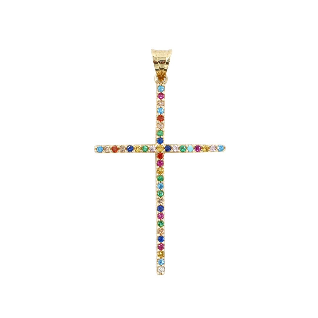14 Ayar Altın Renkli Taşlı Haç Kolye Ucu