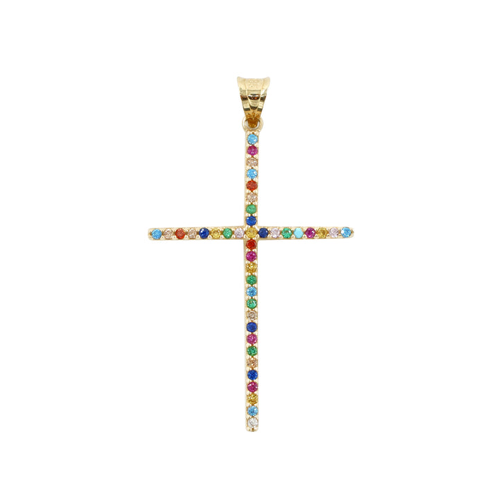 14 Ayar Altın Renkli Taşlı Haç Kolye Ucu
