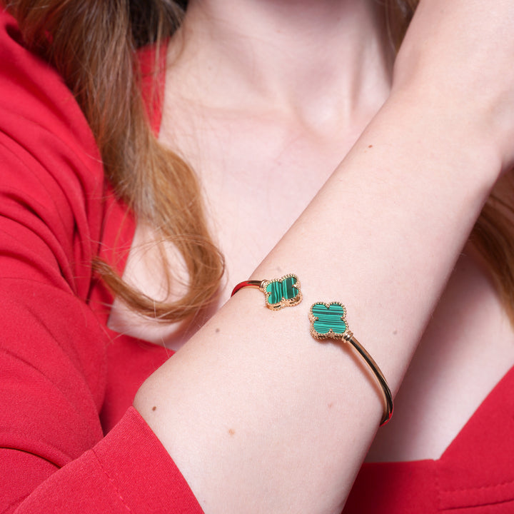 14 Ayar Altın Yonca Figürlü Taşlı Kelepçe