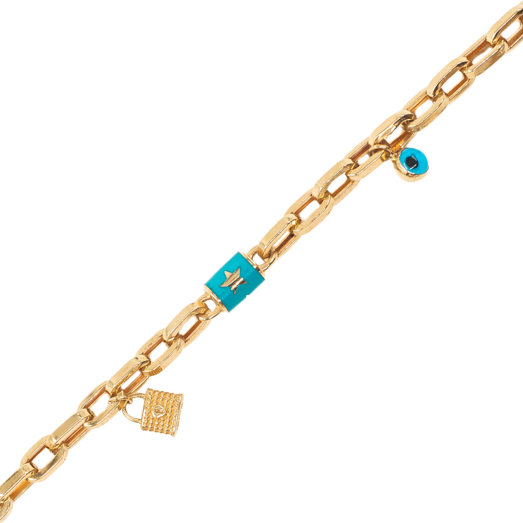 14 Ayar Altın Nazar Boncuklu ve Figürlü Bileklik