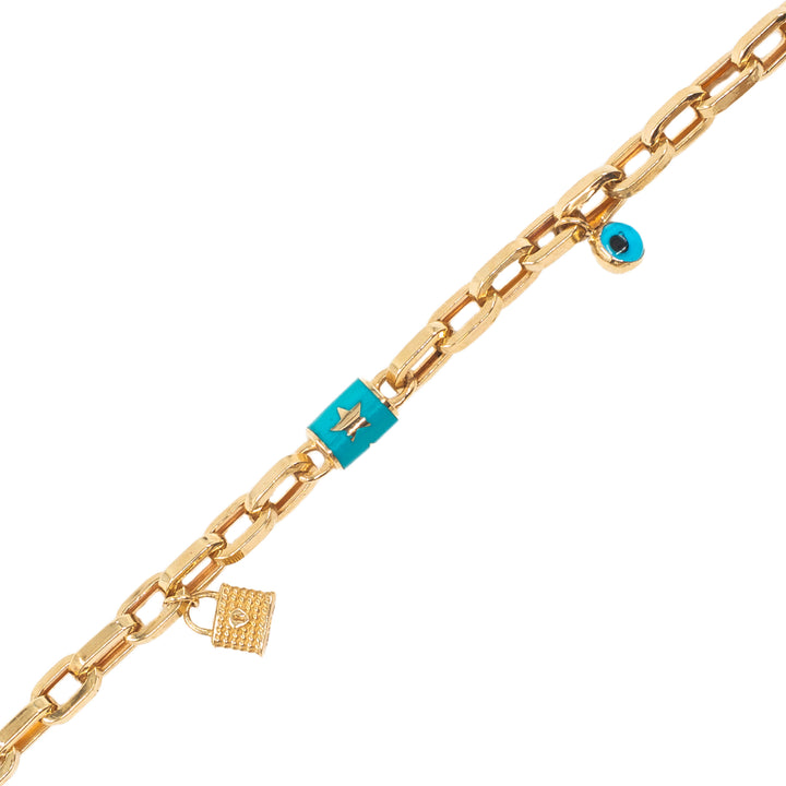 14 Ayar Altın Nazar Boncuklu ve Figürlü Bileklik