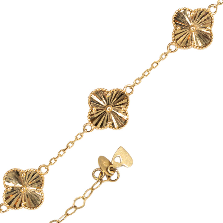 14 Ayar Altın Yonca Desenli Bileklik