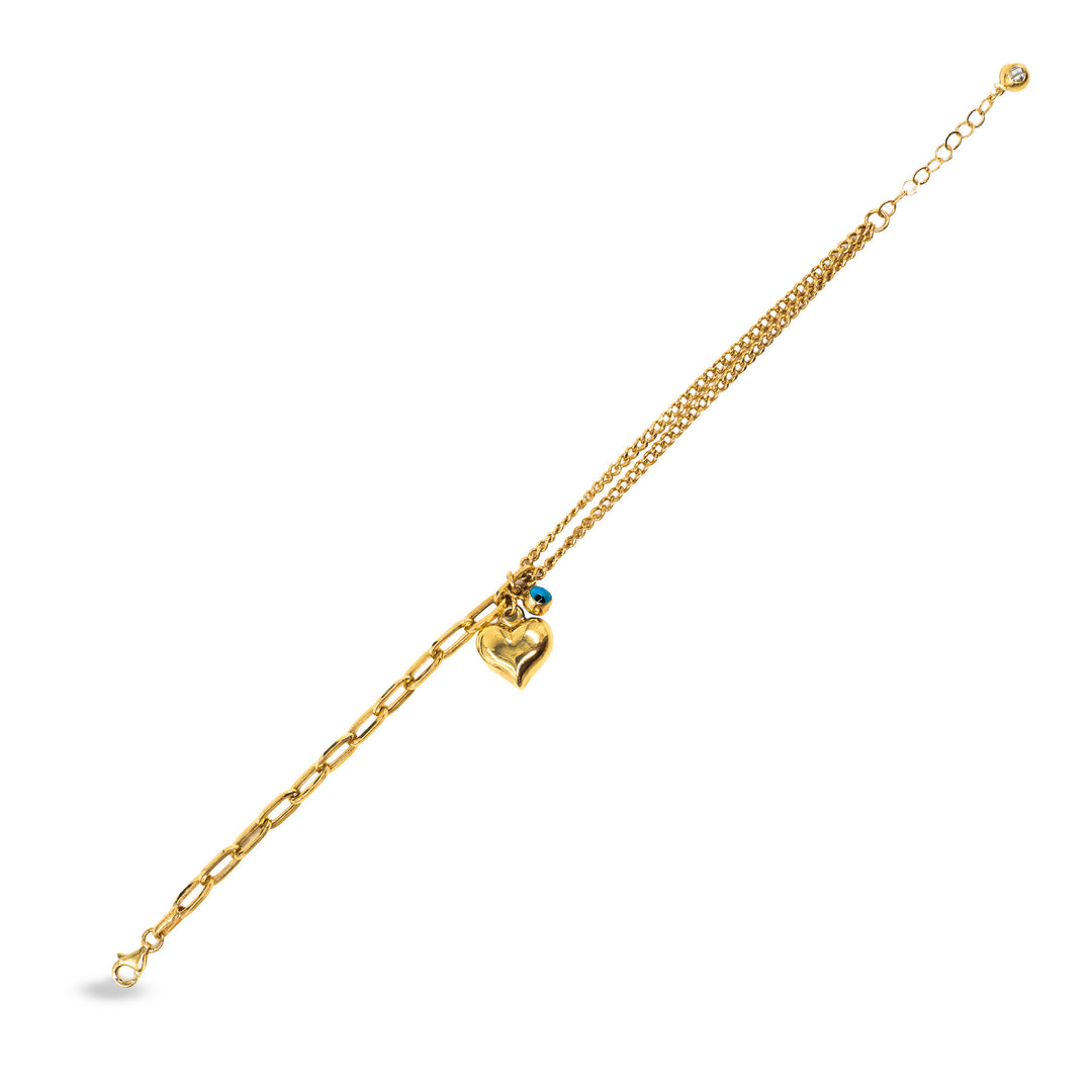 14 Ayar Altın Kalp Figürlü Bileklik