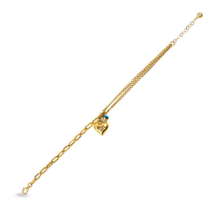 14 Ayar Altın Kalp Figürlü Bileklik