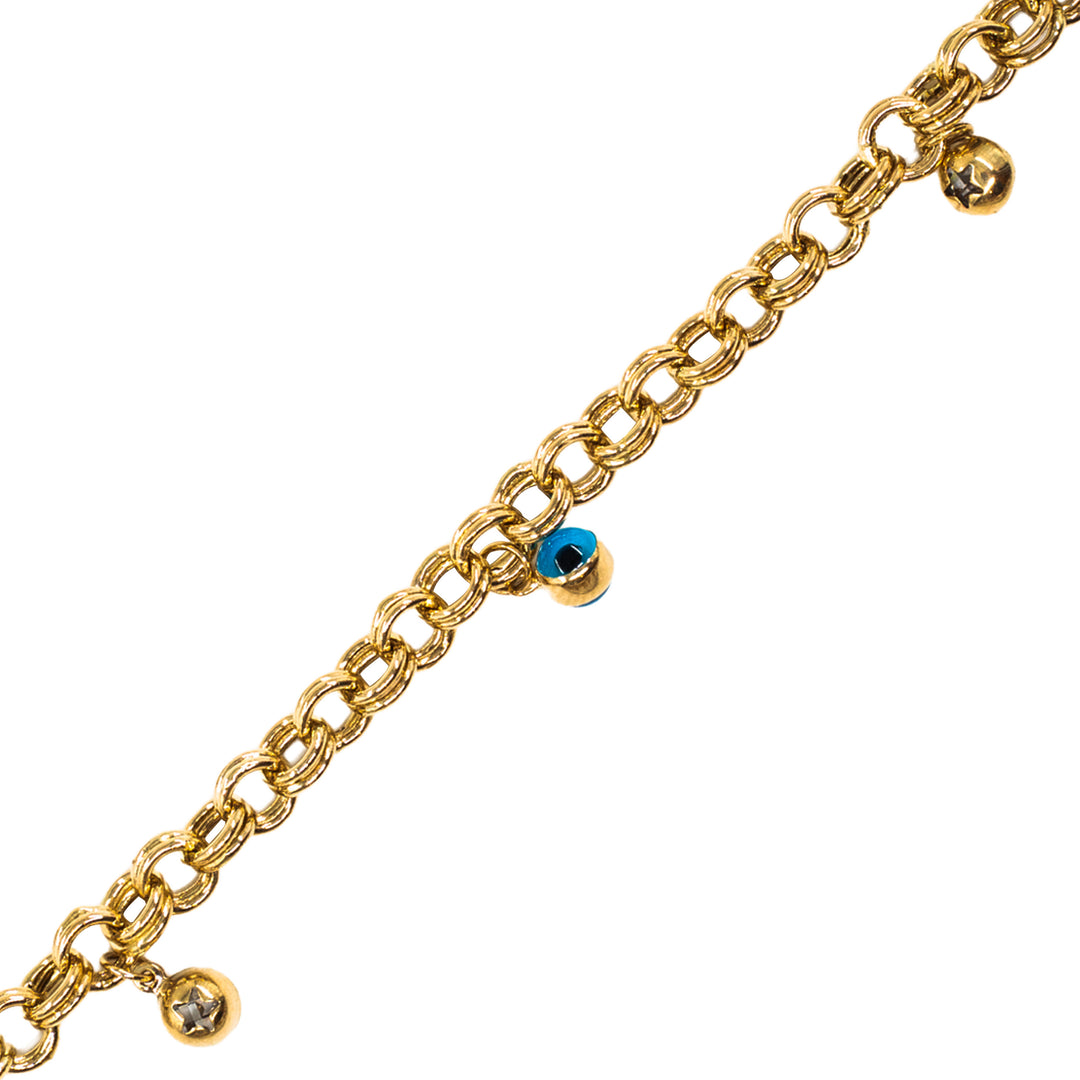 14 Ayar Altın Sallantılı Top Detaylı Bileklik