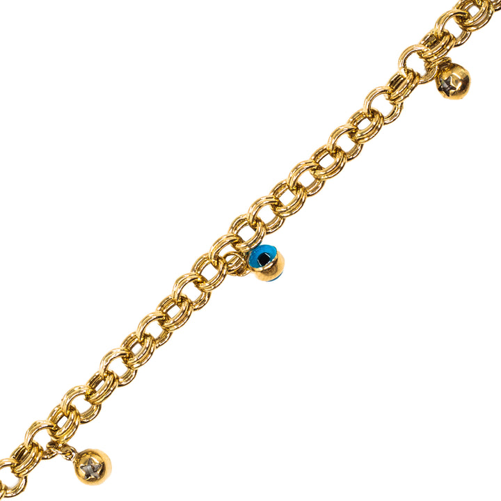 14 Ayar Altın Sallantılı Top Detaylı Bileklik