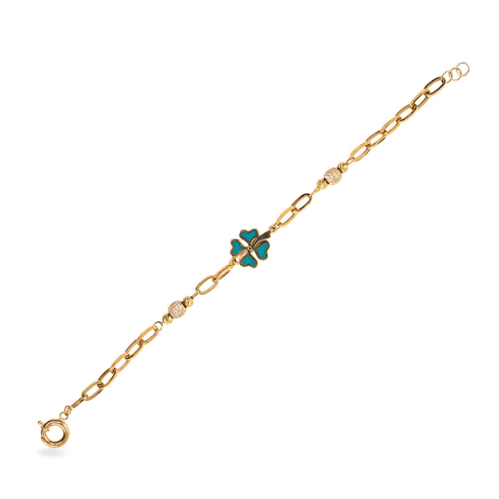 14 Ayar Altın Yonca Figürlü Bileklik