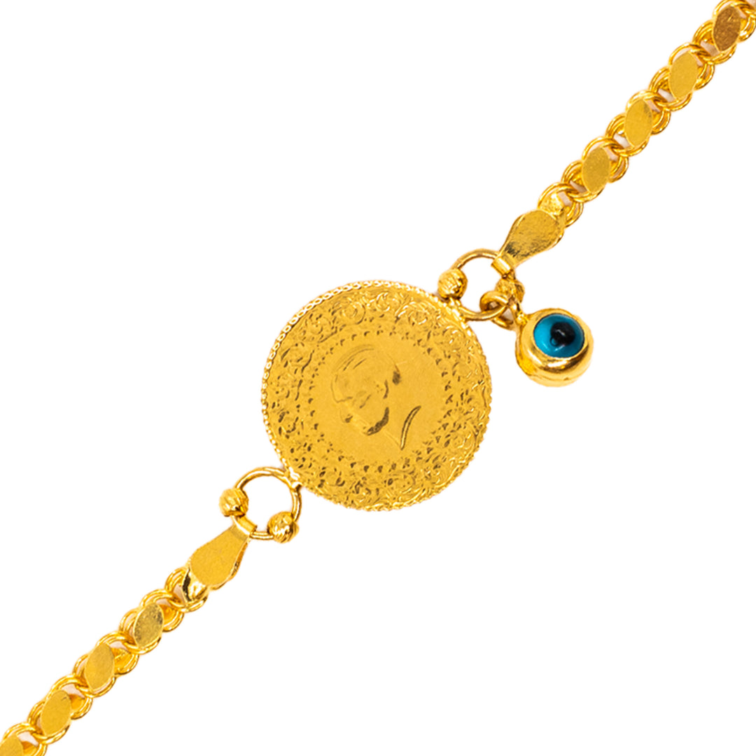 14 Ayar Altın Zincirli Çeyrek Altın Bileklik