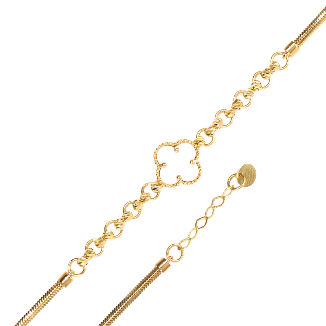 14 Ayar Altın Yonca Figürlü Zarif Bileklik