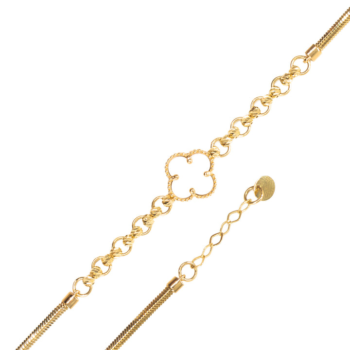 14 Ayar Altın Yonca Figürlü Zarif Bileklik