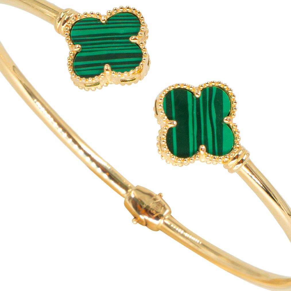 14 Ayar Altın Yonca Figürlü Taşlı Kelepçe