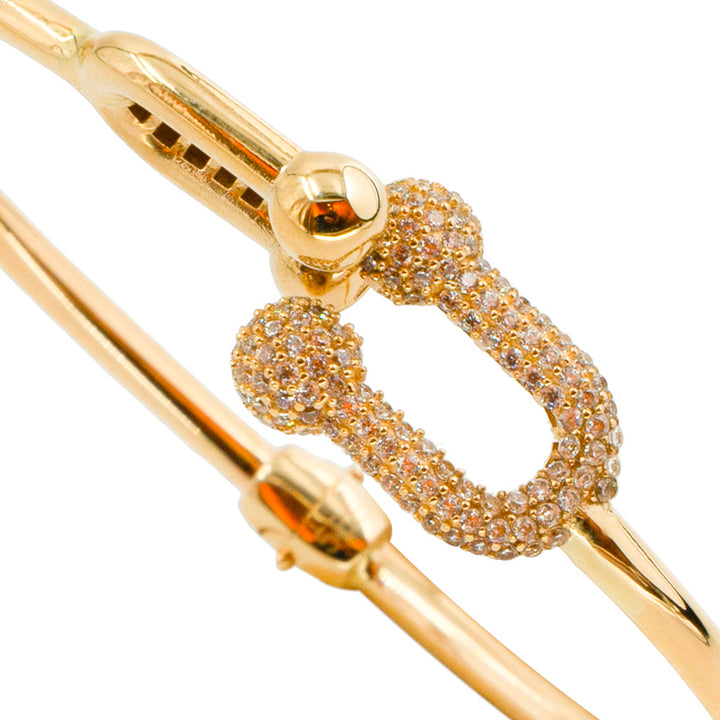 14 Ayar Altın Nal Figürlü Taşlı Kelepçe