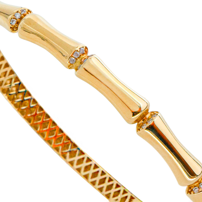 14 Ayar Altın Kemik Desenli Kelepçe