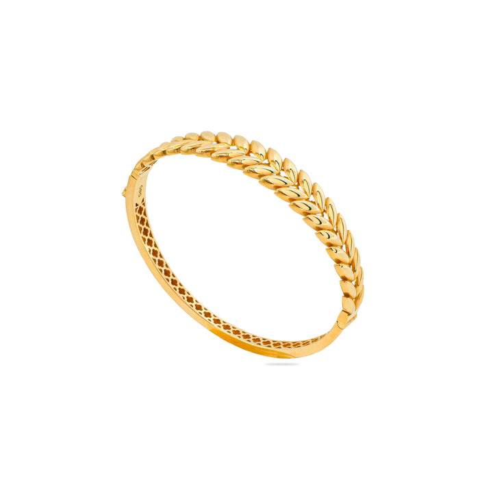 14 Ayar Altın Yaprak ve Buğday Desenli Kelepçe