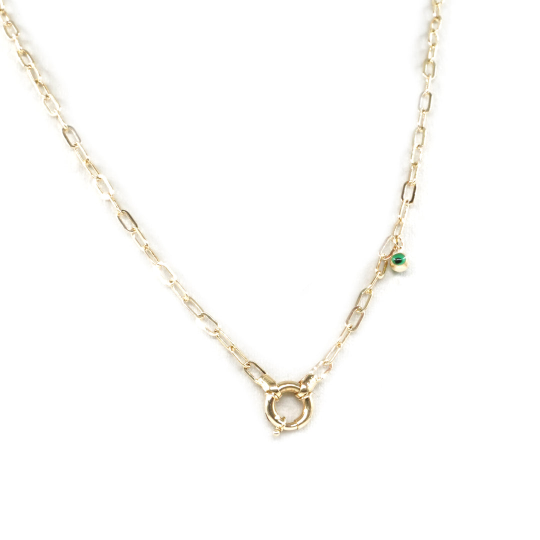 14 Ayar Altın Nazar Boncuklu Kilit Detaylı Kolye