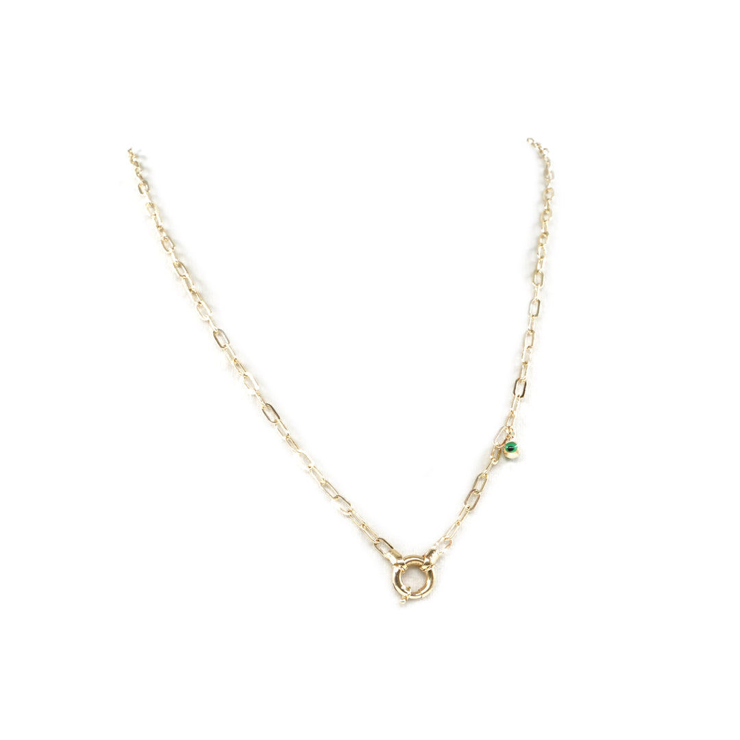 14 Ayar Altın Nazar Boncuklu Kilit Detaylı Kolye