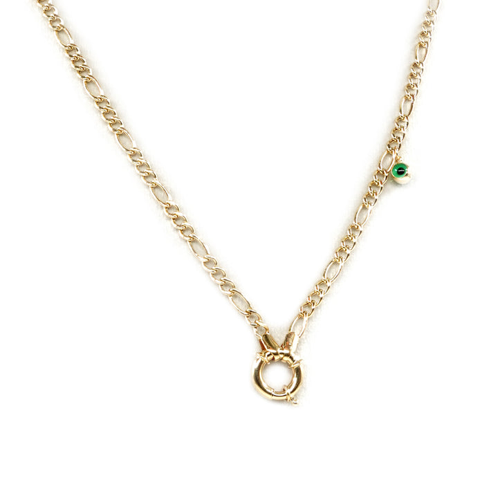 14 Ayar Altın Nazar Boncuklu Kilit Detaylı Zincir