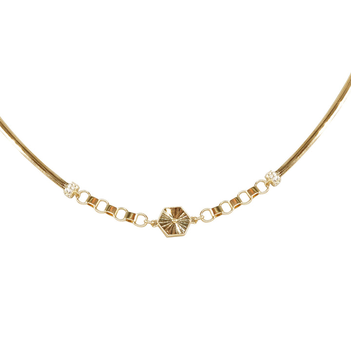 14 Ayar Altın Balık Sırtı Yoncalı Kolye