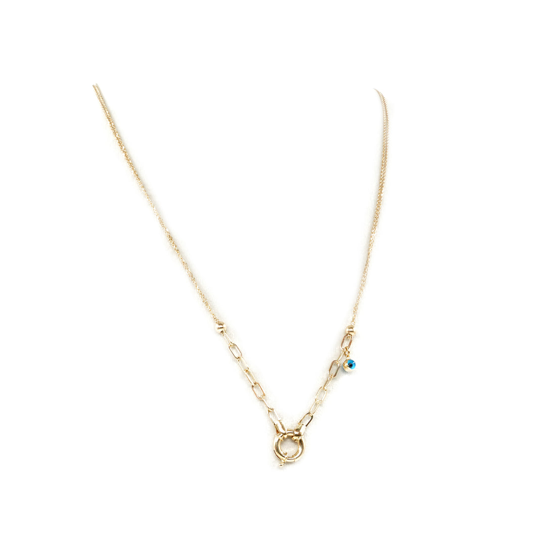 14 Ayar Altın Nazar Boncuklu Kilit Detaylı Zincir