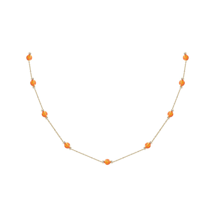 14 Ayar Altın Turuncu Taş Detaylı Zincir
