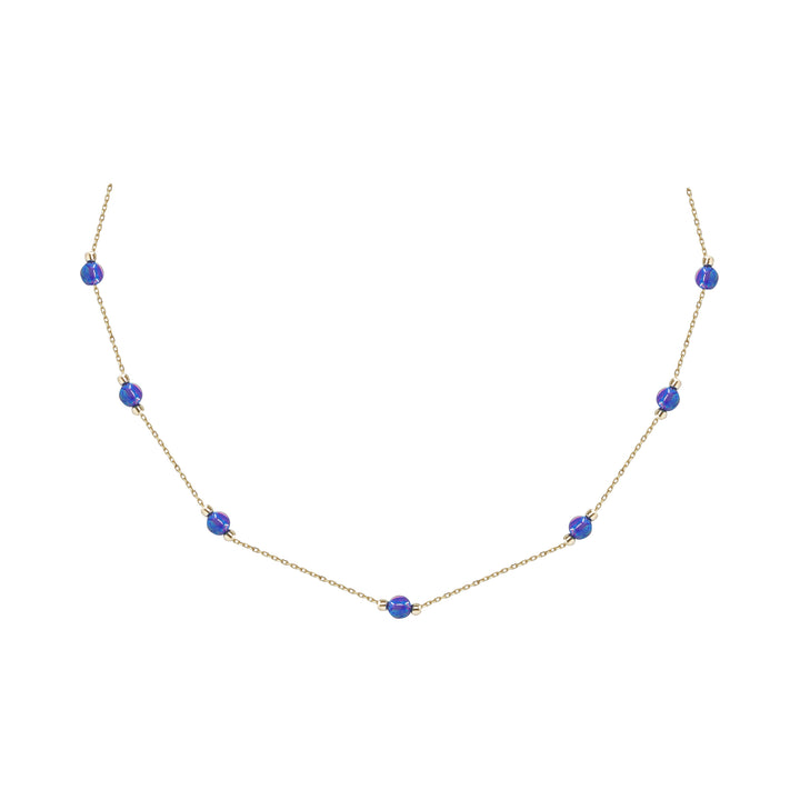 14 Ayar Altın Mavi Taş Detaylı Zincir