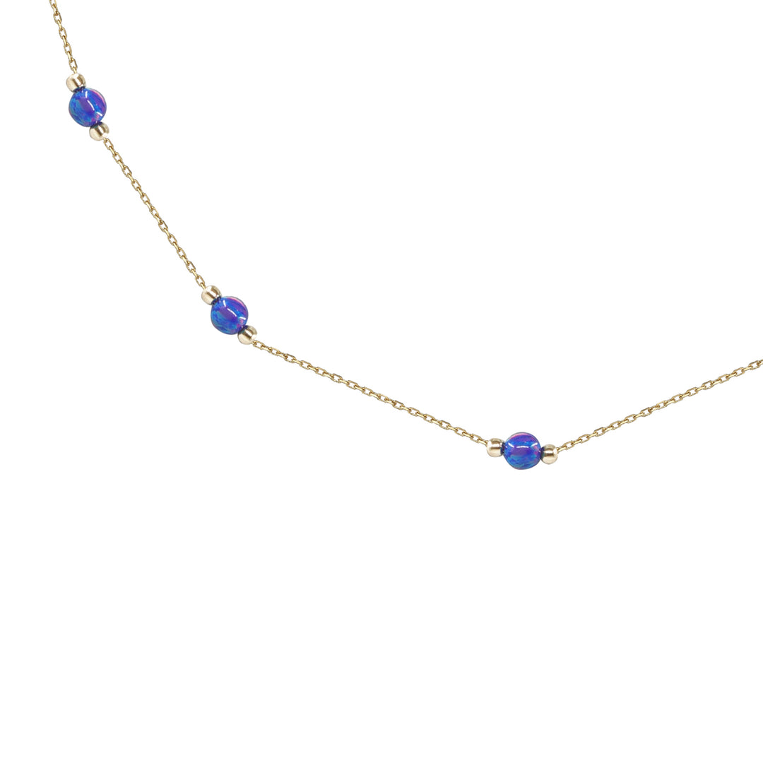 14 Ayar Altın Mavi Taş Detaylı Zincir