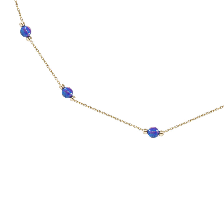 14 Ayar Altın Mavi Taş Detaylı Zincir