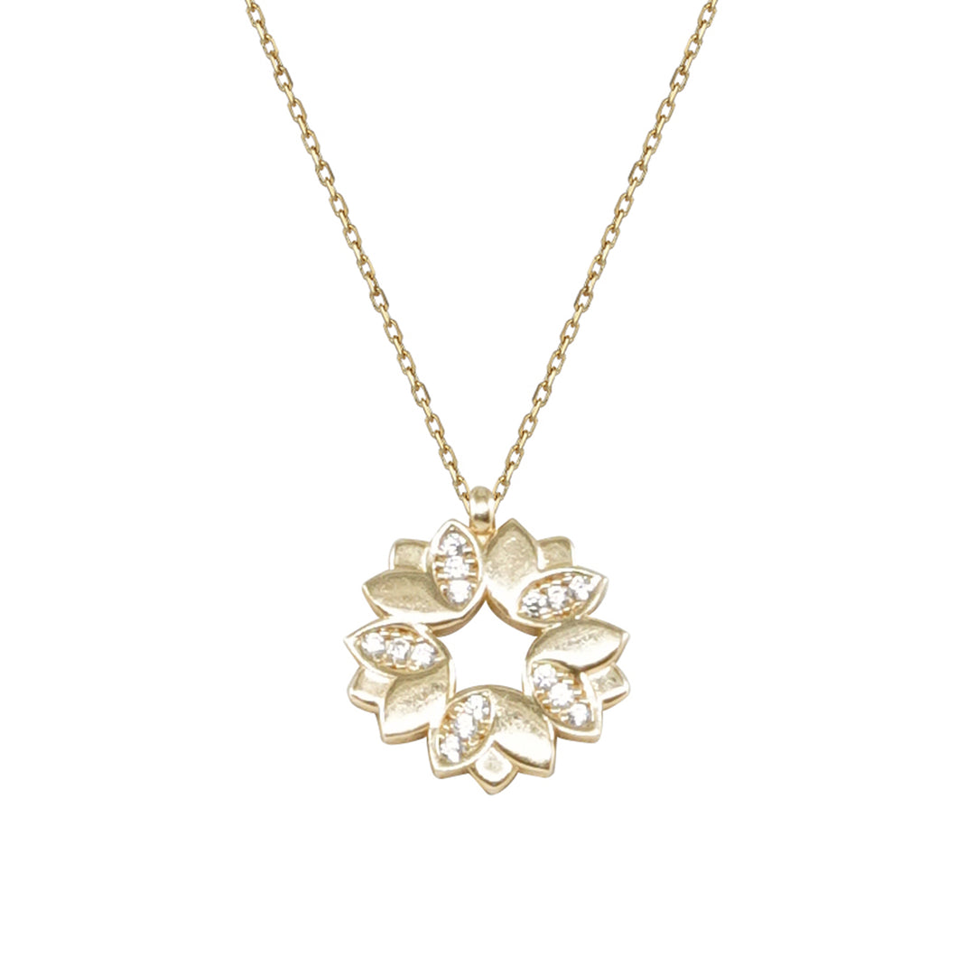 14 Ayar Altın Çiçek Motifli Kolye
