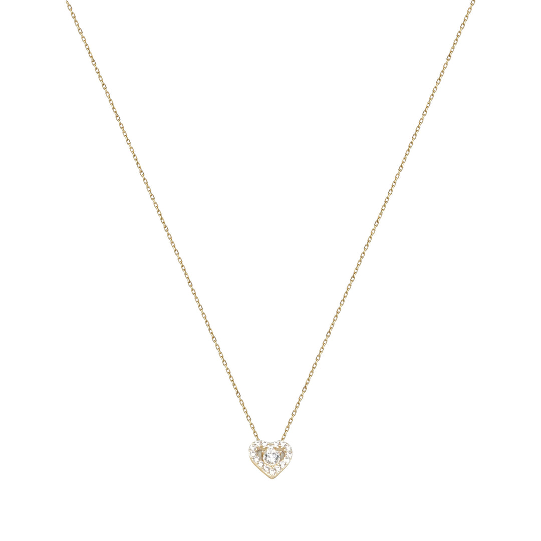 14 Ayar Altın Taşlı Kalp Kolye