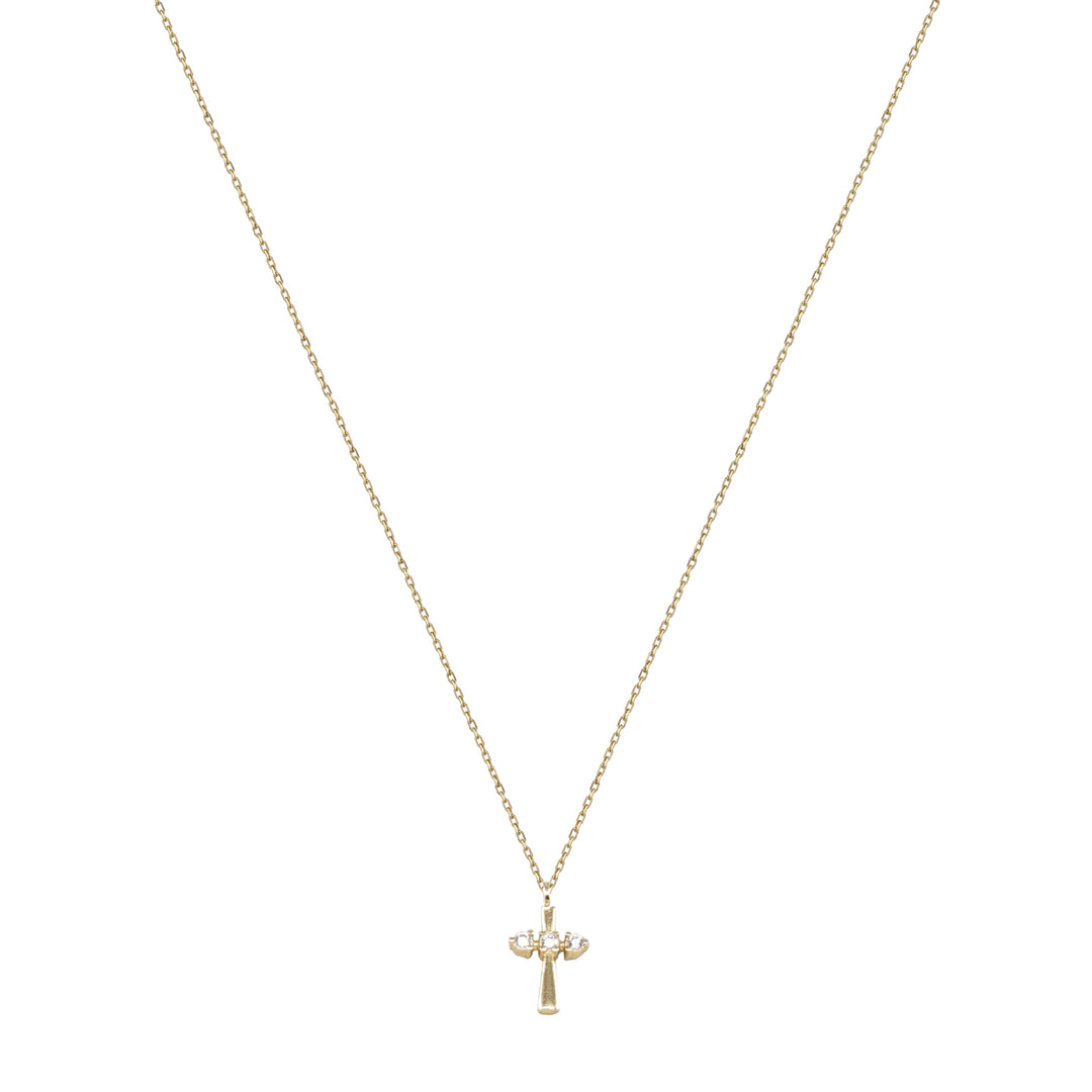 14 Ayar Altın Taşlı Haç Kolye