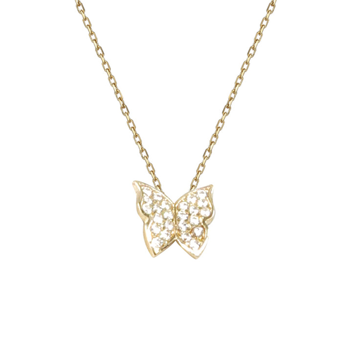 14 Ayar Altın Taşlı Kelebek Kolye