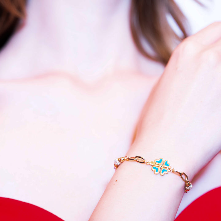 14 Ayar Altın Yonca Figürlü Bileklik