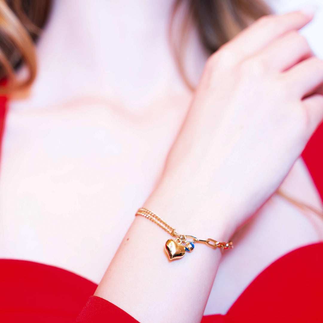 14 Ayar Altın Kalp Figürlü Bileklik