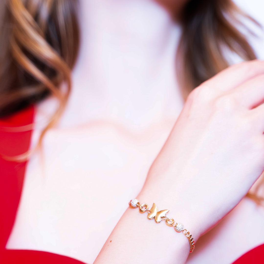 14 Ayar Altın Kelebek Figürlü Bileklik