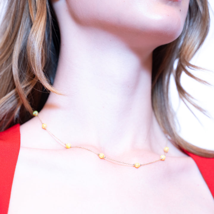 14 Ayar Altın Sarı Top Detaylı Zincir