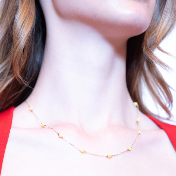 14 Ayar Altın Sarı Taş Detaylı Zincir