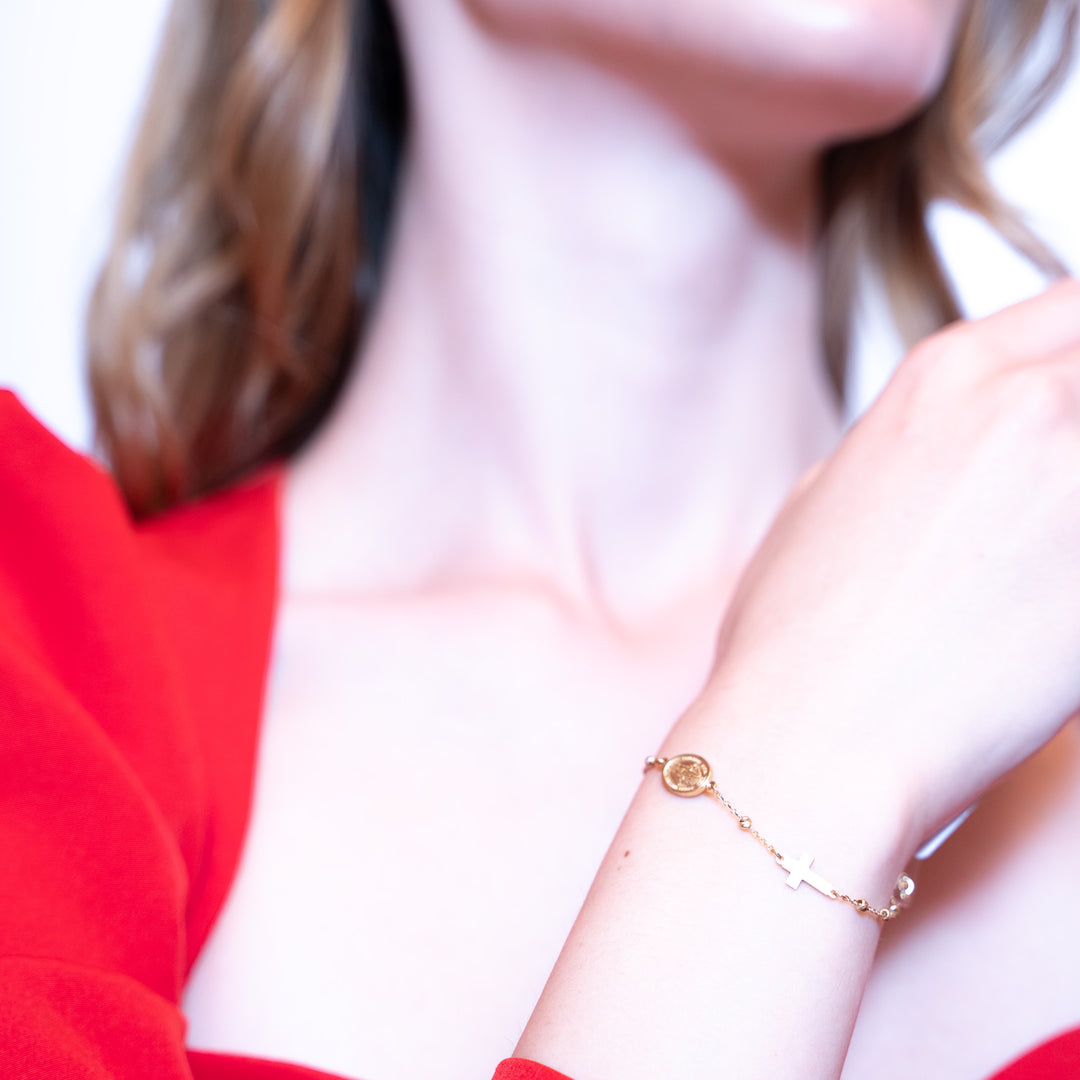 14 Ayar Altın Haç Figürlü Bileklik