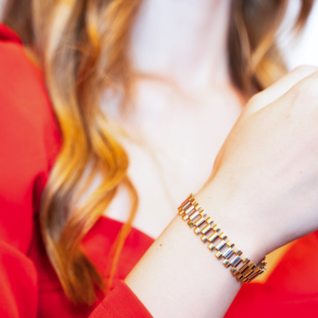 14 Ayar Üç Renkli Altın Bileklik