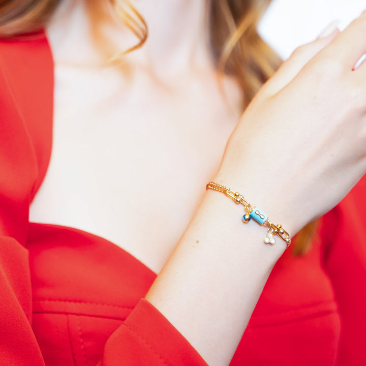 14 Ayar Altın Turkuaz Taşlı Zincir Bileklik