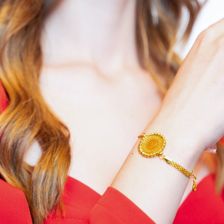 14 Ayar Altın Çeyrek Altınlı Zarif Bileklik