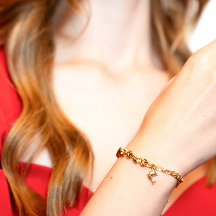 14 Ayar Altın Yunus Figürlü Bileklik