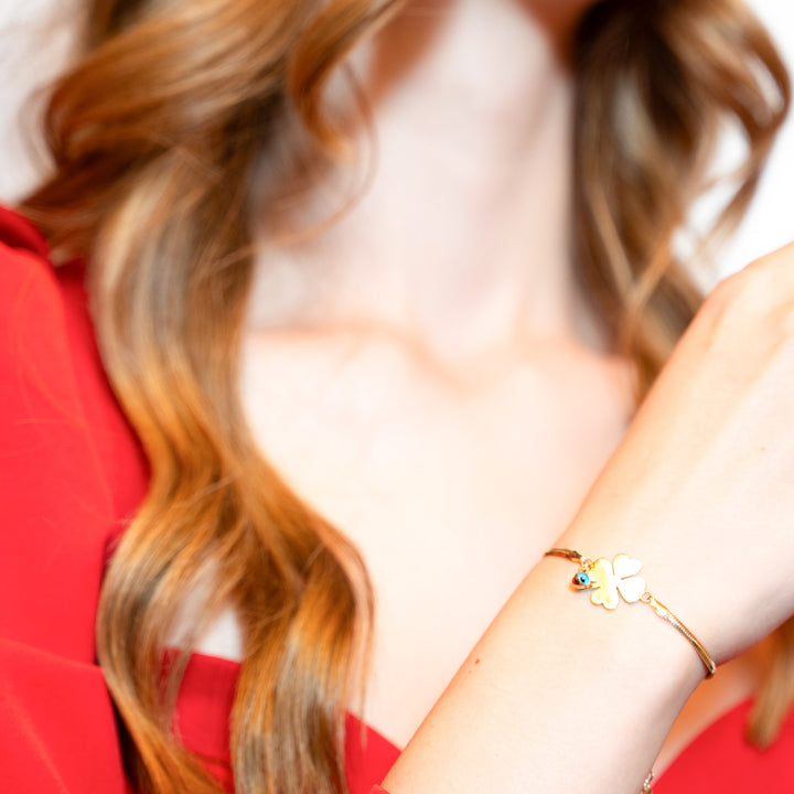 14 Ayar Altın Yonca Figürlü Bileklik