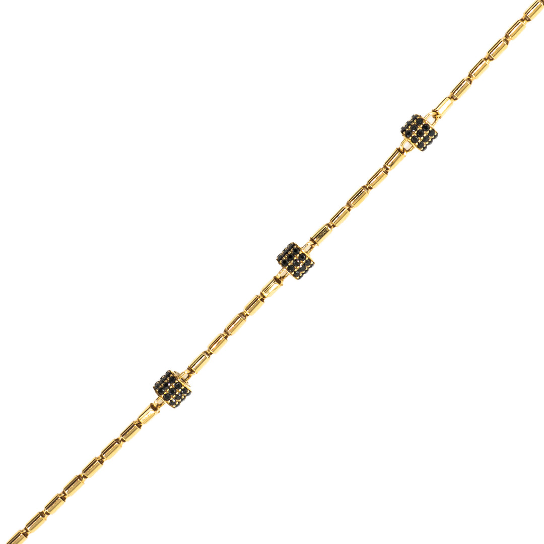 14 Ayar Altın Dorika Küp Detaylı Bileklik