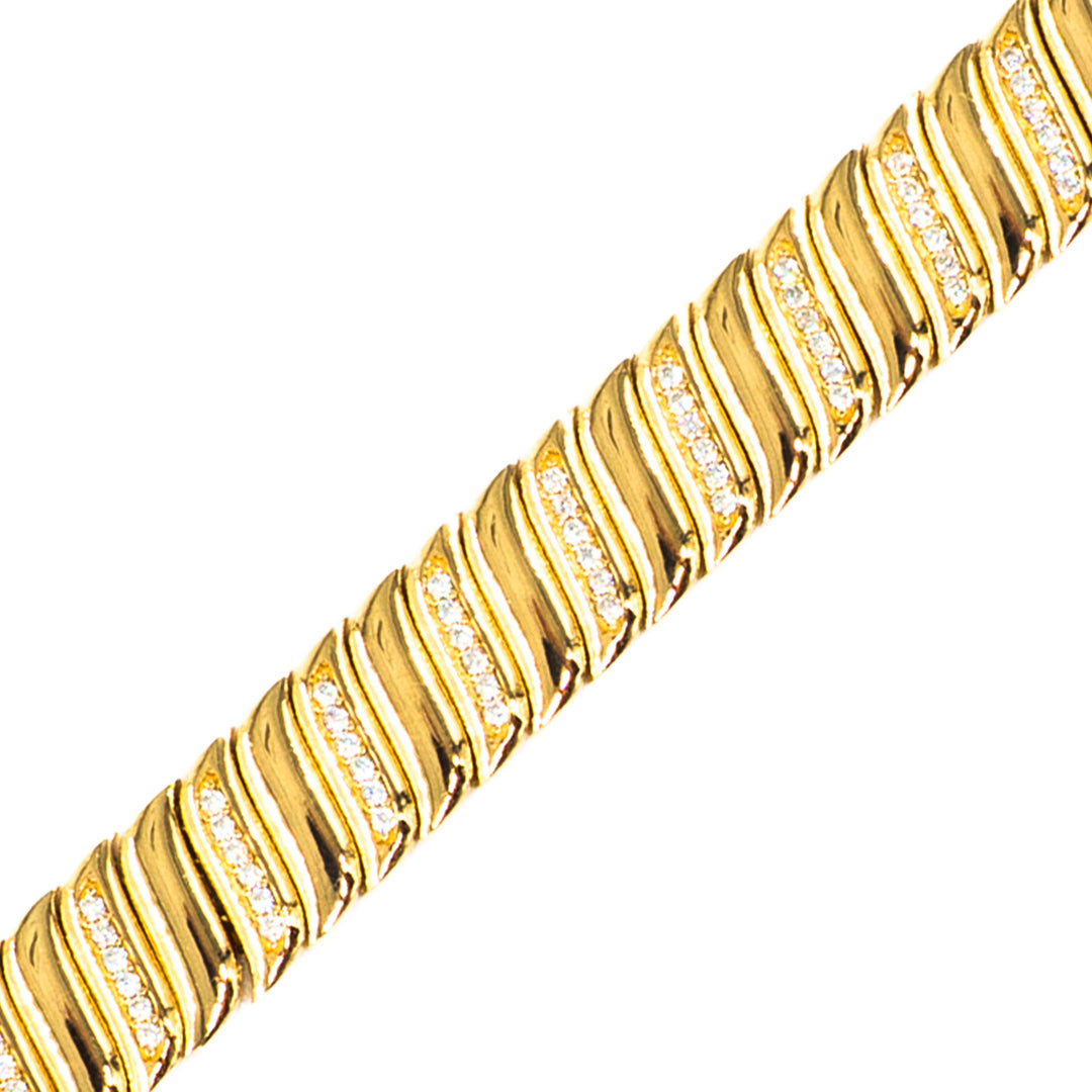 14 Ayar Altın Dalgalı Desenli Bileklik