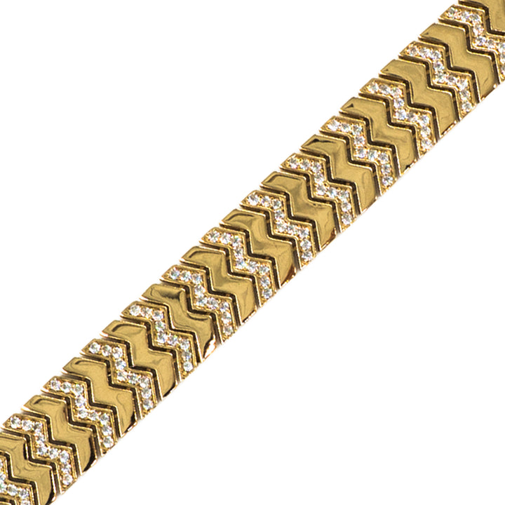 14 Ayar Altın Işıltılı Zikzak Desenli Bileklik