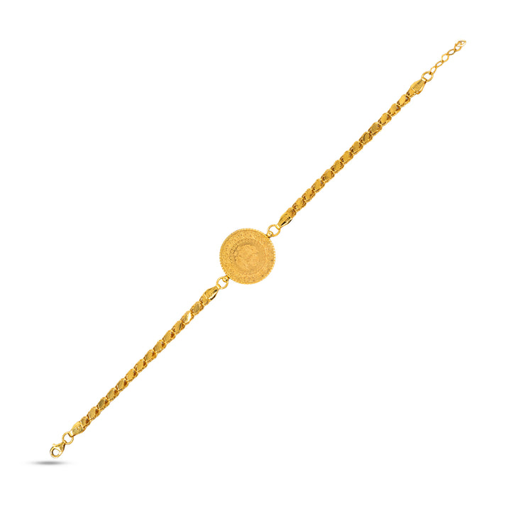 14 Ayar Altın Halat Zincir Çeyrek Altınlı Bileklik