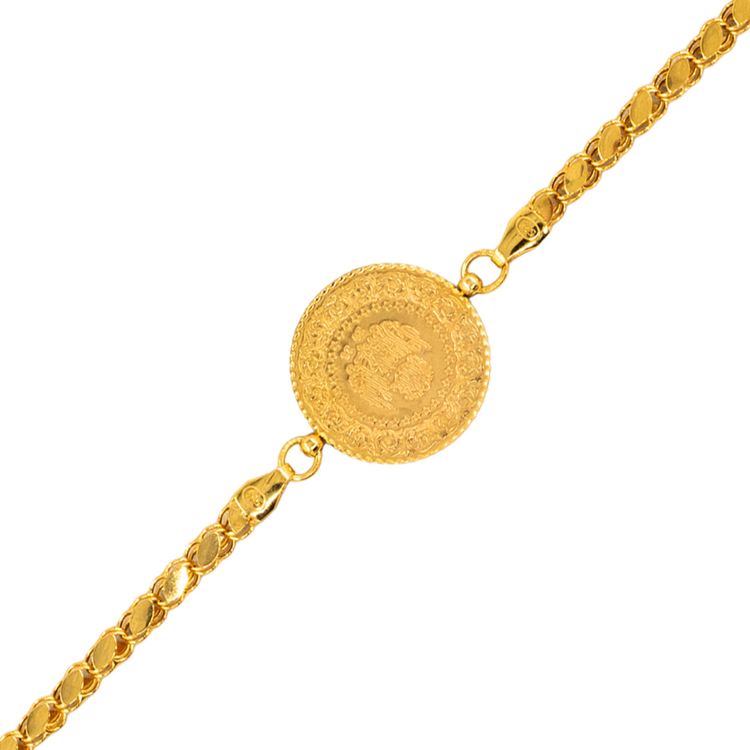 14 Ayar Altın Halat Zincir Çeyrek Altınlı Bileklik